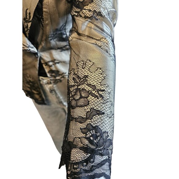 Vintage Orna Farho Black Lace Overlay Single Button Blazer Jacket Women Size T38 - Picture 10 of 16